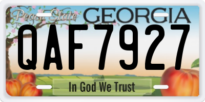 GA license plate QAF7927