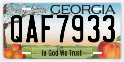 GA license plate QAF7933