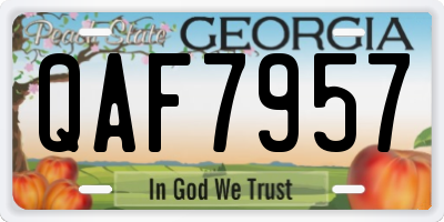 GA license plate QAF7957