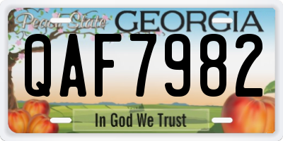 GA license plate QAF7982