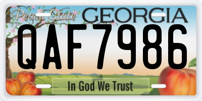 GA license plate QAF7986