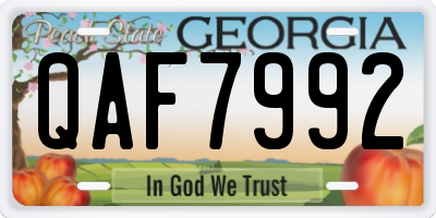 GA license plate QAF7992