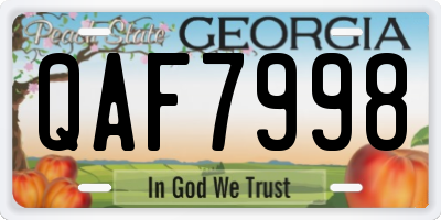 GA license plate QAF7998