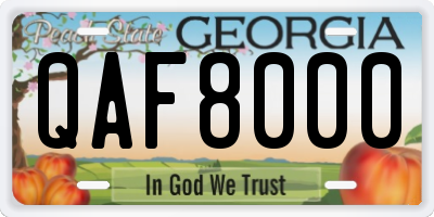 GA license plate QAF8000