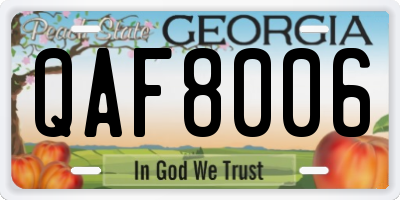 GA license plate QAF8006