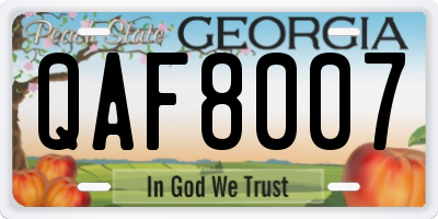 GA license plate QAF8007
