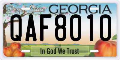 GA license plate QAF8010
