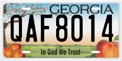 GA license plate QAF8014