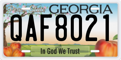 GA license plate QAF8021