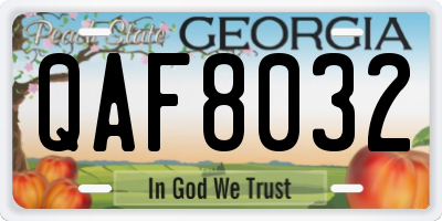 GA license plate QAF8032