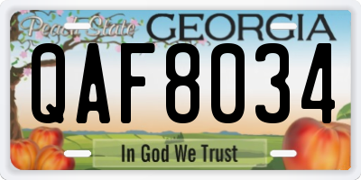 GA license plate QAF8034