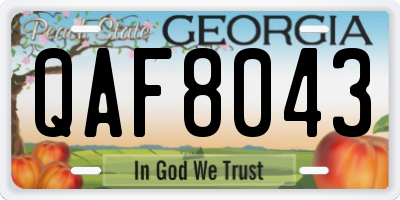 GA license plate QAF8043