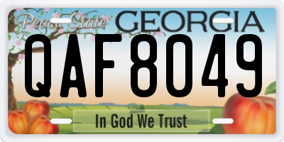 GA license plate QAF8049