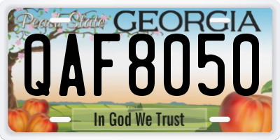 GA license plate QAF8050