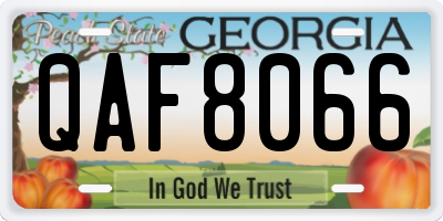GA license plate QAF8066