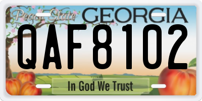 GA license plate QAF8102