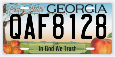 GA license plate QAF8128