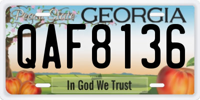 GA license plate QAF8136