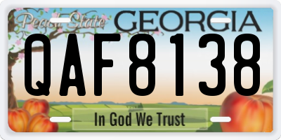 GA license plate QAF8138