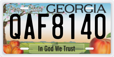 GA license plate QAF8140