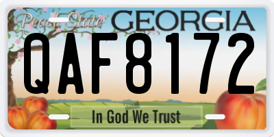 GA license plate QAF8172