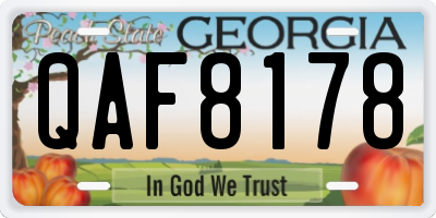 GA license plate QAF8178