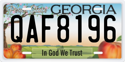 GA license plate QAF8196
