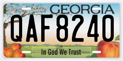 GA license plate QAF8240
