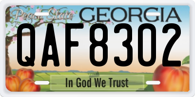 GA license plate QAF8302