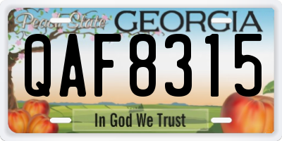 GA license plate QAF8315