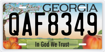 GA license plate QAF8349