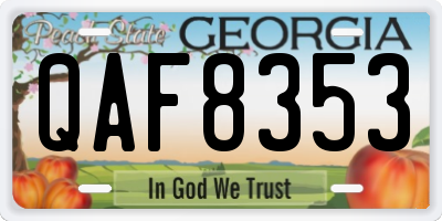 GA license plate QAF8353