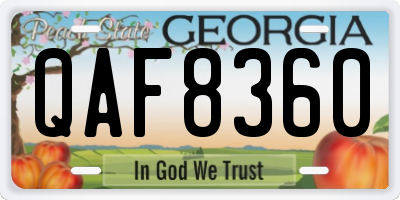 GA license plate QAF8360
