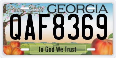 GA license plate QAF8369