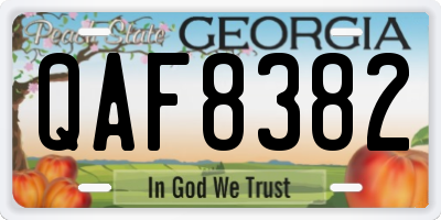 GA license plate QAF8382