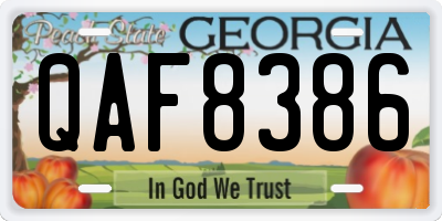 GA license plate QAF8386