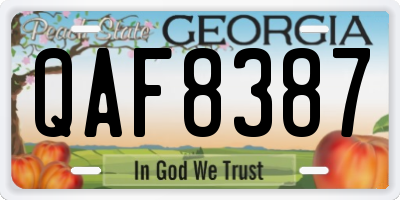 GA license plate QAF8387