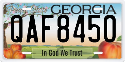GA license plate QAF8450