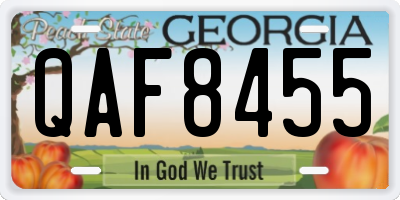 GA license plate QAF8455