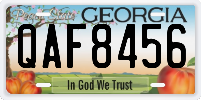 GA license plate QAF8456