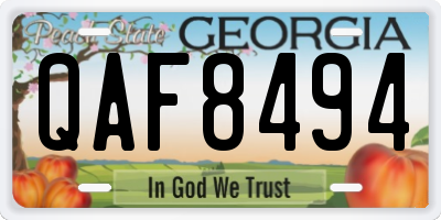 GA license plate QAF8494