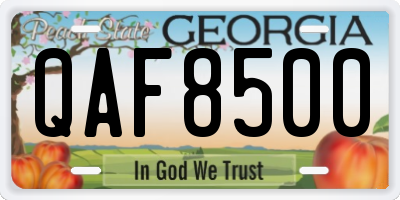 GA license plate QAF8500