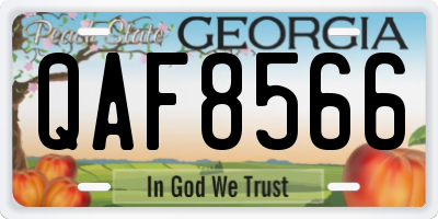 GA license plate QAF8566