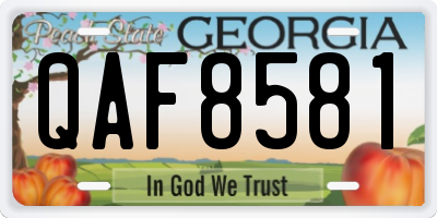 GA license plate QAF8581
