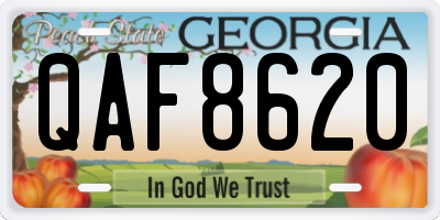 GA license plate QAF8620
