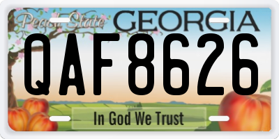 GA license plate QAF8626
