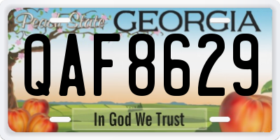 GA license plate QAF8629