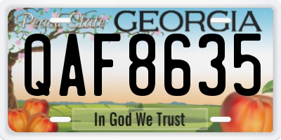 GA license plate QAF8635