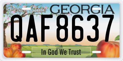 GA license plate QAF8637