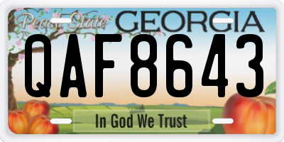 GA license plate QAF8643